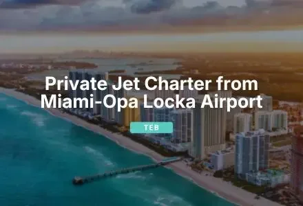 Jetbay private jet charter services from Miami-Opa Locka Airport with stunning coastal skyline view