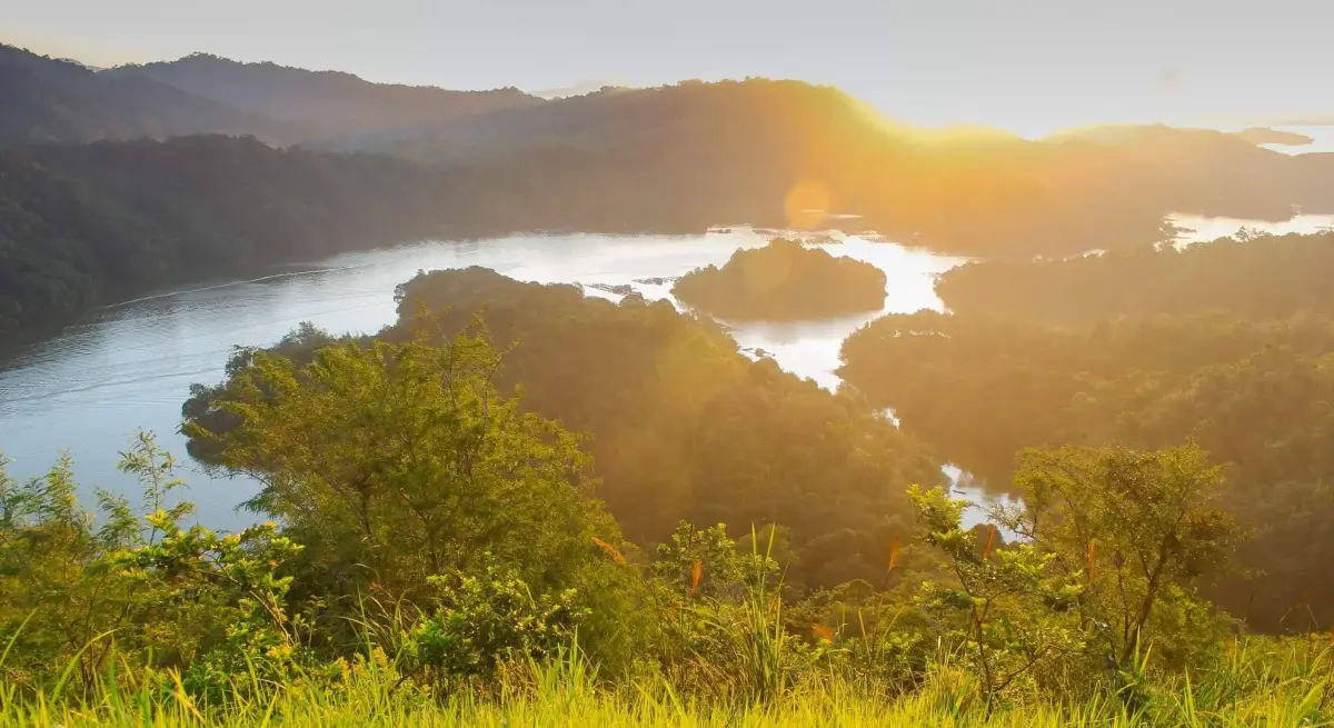 Aerial view of tropical river landscape near Batulicin, South Kalimantan, a destination reachable by private jet charter