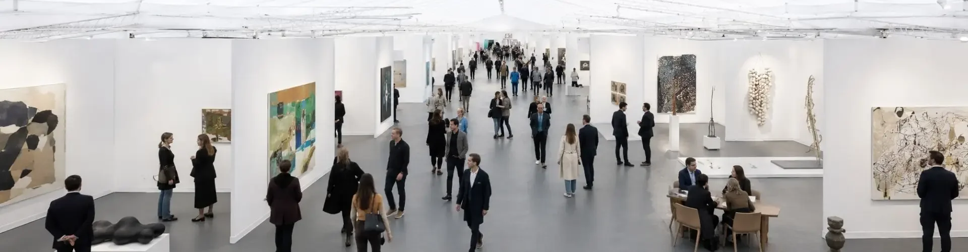 The Complete Guide to Frieze London on a Private Jet Guests browsing contemporary artworks inside the Frieze London art fair pavilion