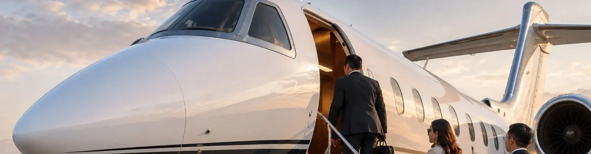 Indonesia Business Charter: A Guide to Corporate Travel Business executives boarding a private jet on an Indonesian airport tarmac for corporate charter travel across Indonesia