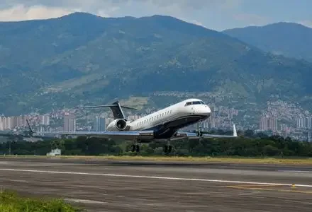 Private jet on an airport apron before a charter flight departure