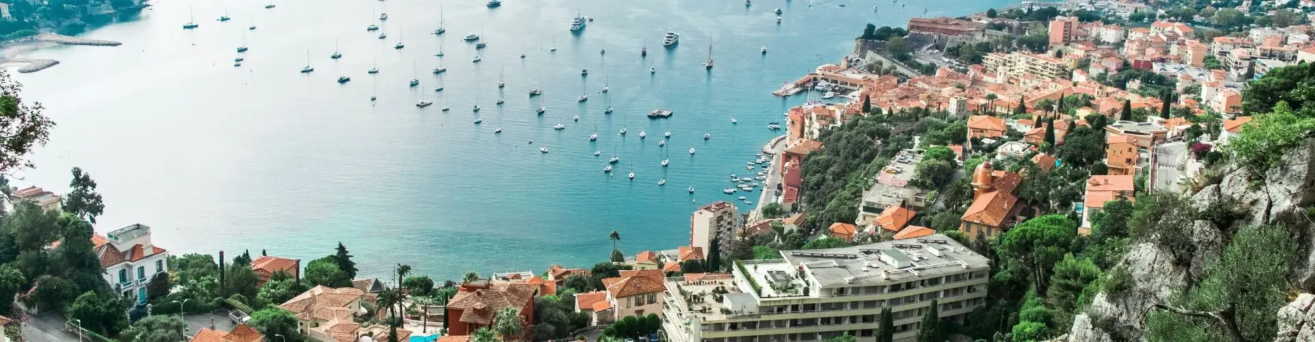 Private Jet Charter Nice Côte d’Azur Airport (NCE / LFMN) Nice Côte d’Azur with mediterranean beach sea illustrating private jet charter services to and from Nice France