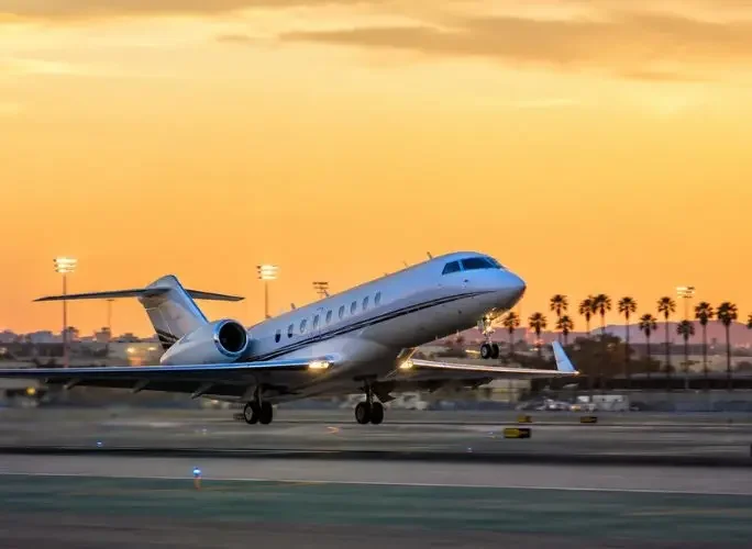 Private jet departing Los Angeles after the Summer Olympics