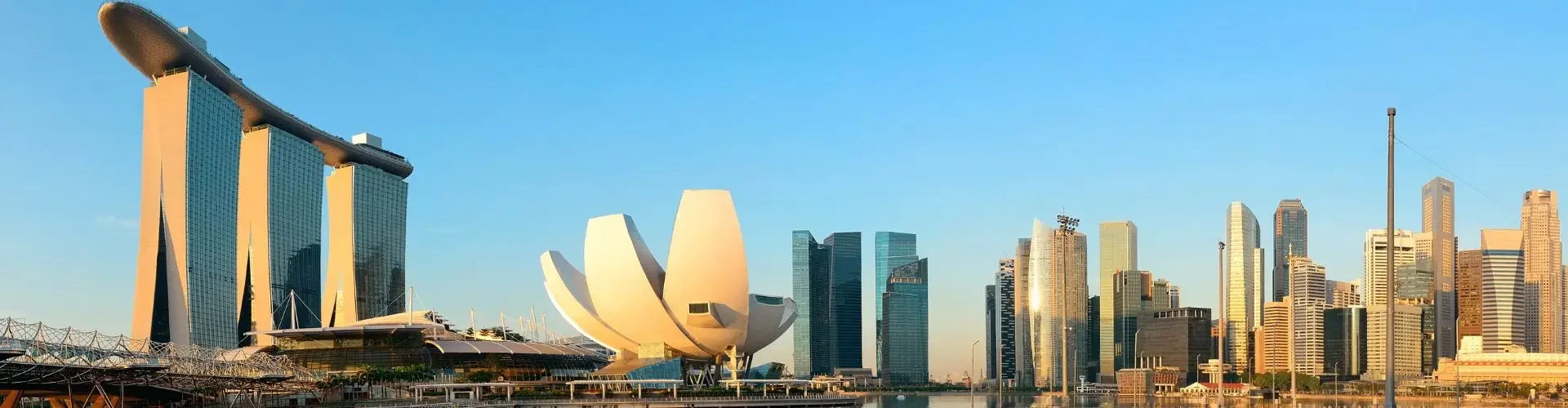 Private Jet from Singapore Seletar to Bali Singapore Marina Bay skyline with Marina Bay Sands and ArtScience Museum, departure city for private jet charters to Bali