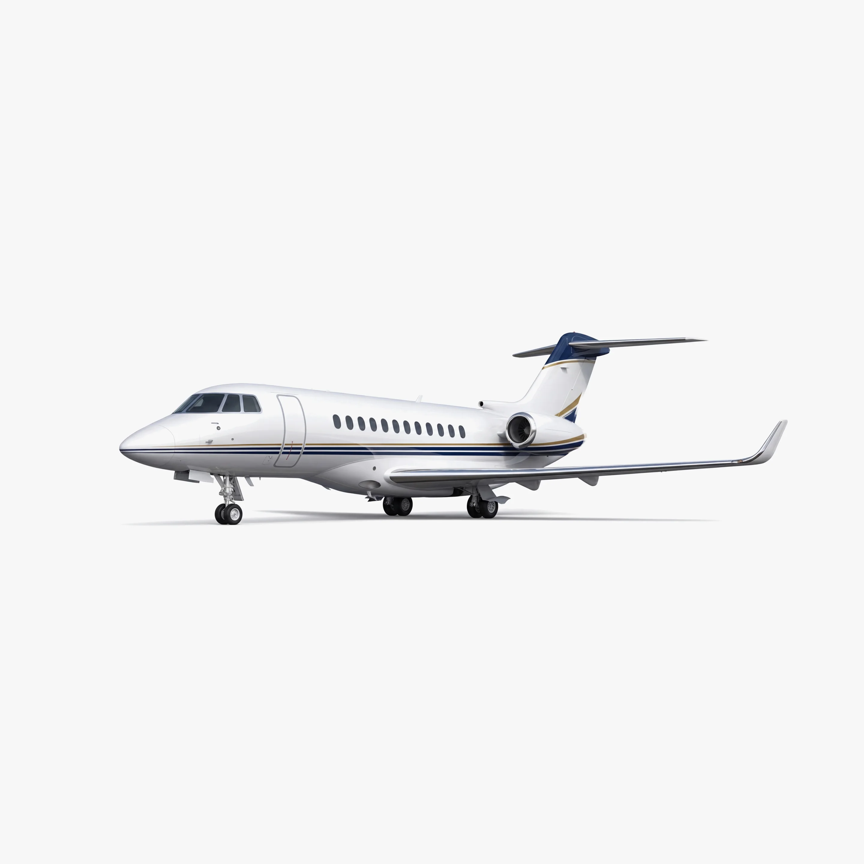 Hawker 4000 mid-size business jet with white fuselage, blue accent stripes, and T-tail configuration