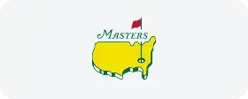 Masters Tournament logo featuring yellow outline of United States with green golf flag