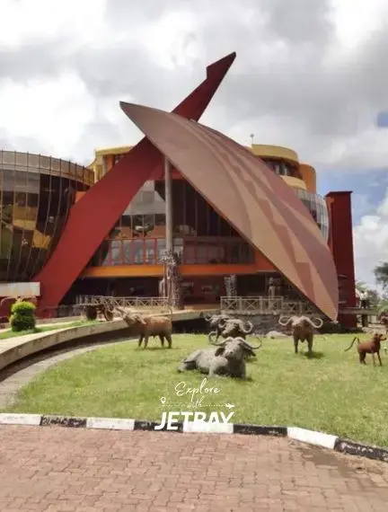 Modern cultural center with distinctive curved architecture in Arusha, Tanzania's safari gateway city
