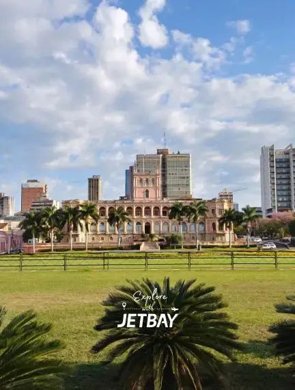 Presidential Palace and downtown Asuncion skyline showcasing Paraguay's capital city architecture