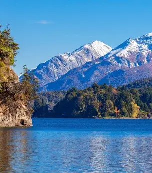 Bariloche skyline and landmark attractions seen on descent during a private jet charter approach