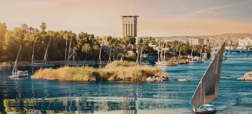Beach resort and clear coastal waters in Luxor on a private jet charter itinerary