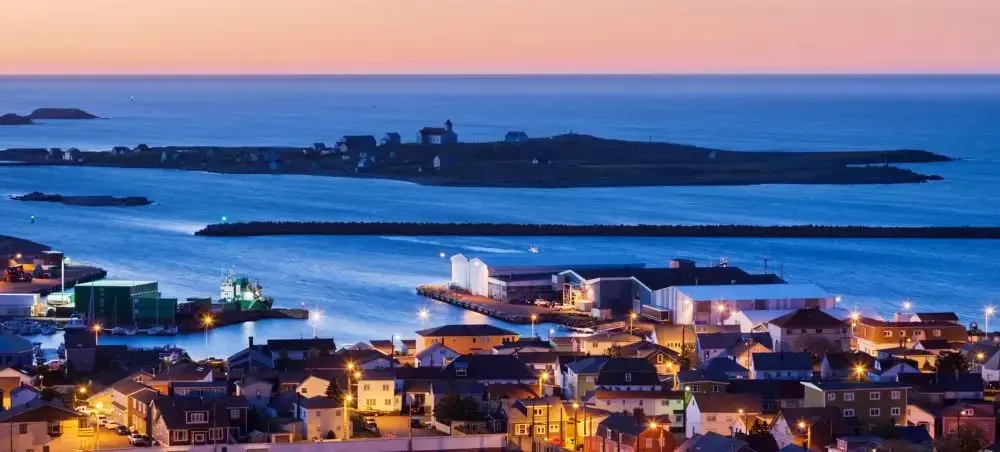 Beach resort and clear coastal waters in Miquelon Langlade on a private jet charter itinerary