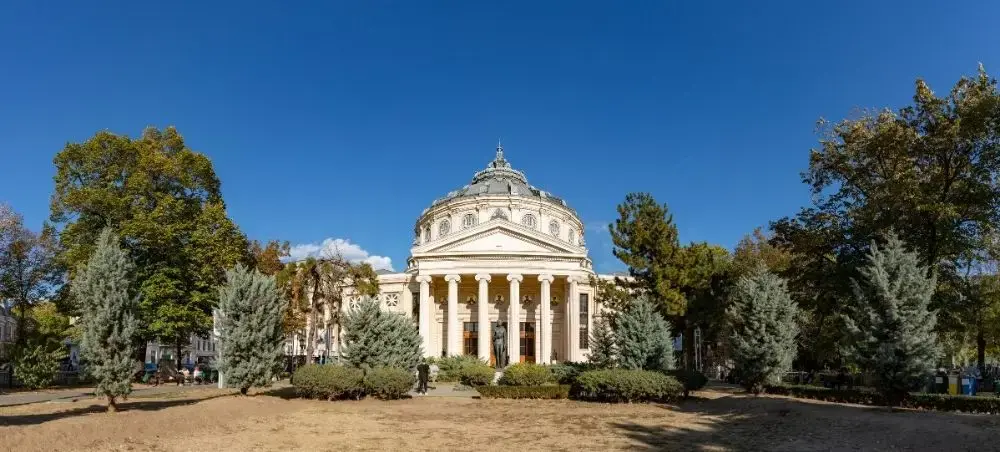 Romanian Athenaeum concert hall in Bucharest showcasing neoclassical architecture for luxury travel