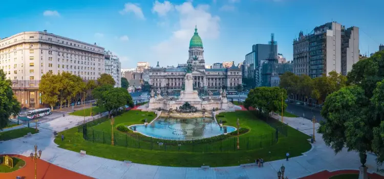 Buenos Aires Congress Plaza with iconic dome and monument showcasing Argentina's capital cityscape