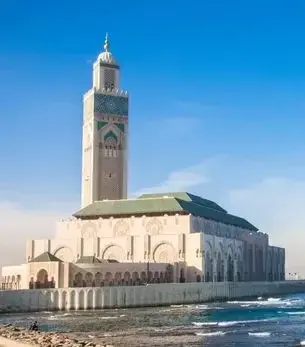 Casablanca skyline and landmark attractions seen on descent during a private jet charter approach