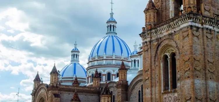 Cuenca Cathedral's distinctive blue domes and colonial stone architecture showcase Ecuador's UNESCO heritage
