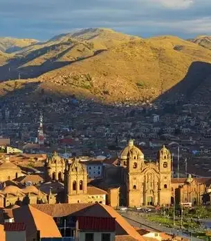 Cusco skyline and landmark attractions seen on descent during a private jet charter approach