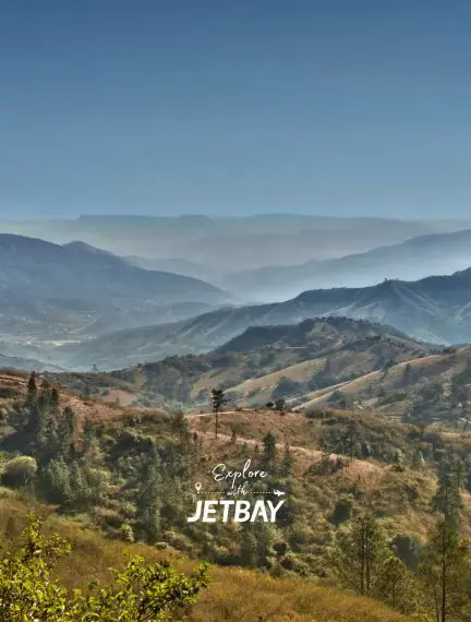 Rolling hills and mountain ranges of KwaZulu-Natal province near Durban showcasing South Africa's scenic landscapes