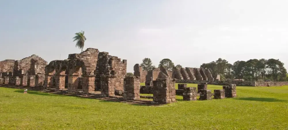 Ancient Jesuit mission ruins of Trinidad del Paraná near Encarnación, Paraguay showcasing colonial heritage