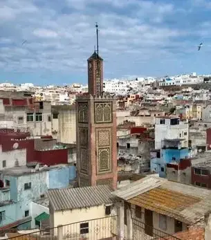 Fes skyline and landmark attractions seen on descent during a private jet charter approach