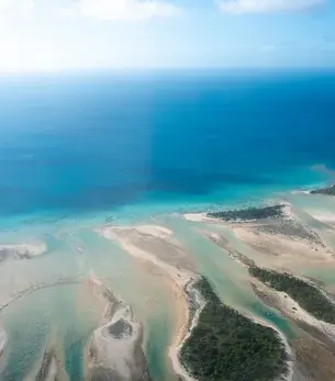 French Polynesia skyline and landmark attractions seen on descent during a private jet charter approach