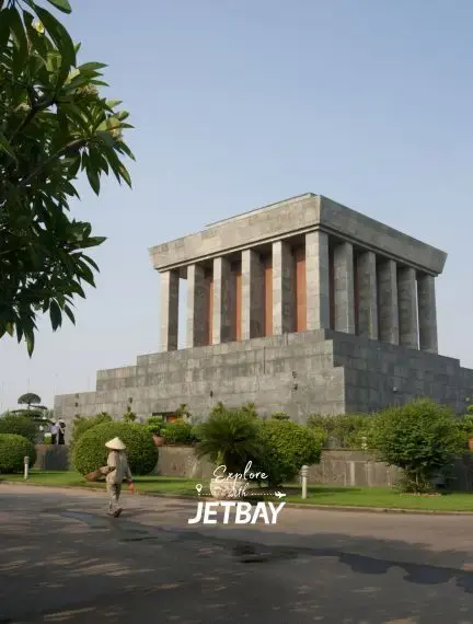 Ho Chi Minh Mausoleum in Hanoi showcasing Vietnam's iconic marble monument surrounded by lush gardens