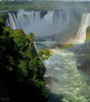 Iguazu Falls skyline and landmark attractions seen on descent during a private jet charter approach