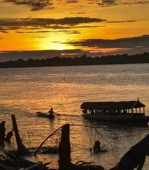Iquitos skyline and landmark attractions seen on descent during a private jet charter approach