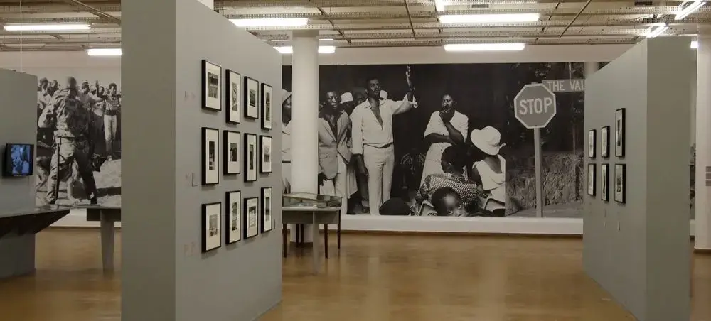 Contemporary art gallery in Johannesburg showcasing black and white photography exhibitions and cultural displays