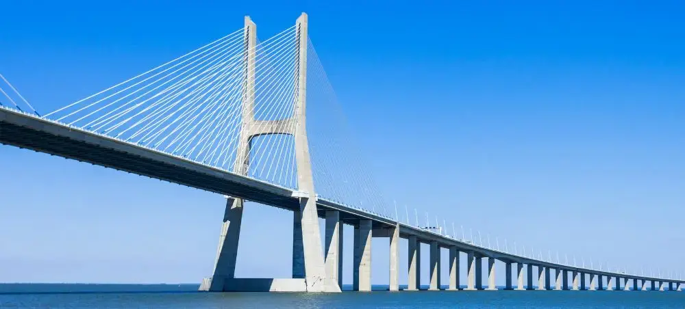Vasco da Gama Bridge spanning the Tagus River in Lisbon, showcasing Portugal's modern architecture