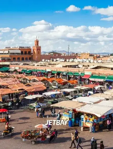 Marrakech international airport runway and private jet FBO terminal handling charter arrivals