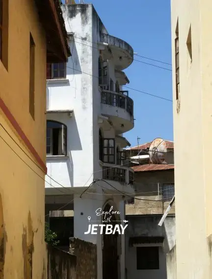 Historic Swahili architecture in Mombasa Old Town showcasing traditional coastal buildings and narrow streets