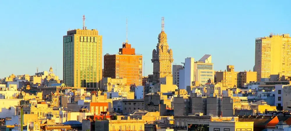 Montevideo skyline showcasing modern skyscrapers and historic architecture in Uruguay's capital city