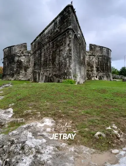 Historic Fort Charlotte stone fortress walls and ramparts in Nassau, Bahamas showcasing colonial architecture