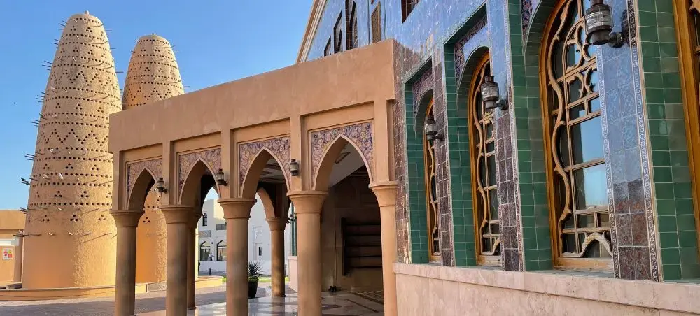Outdoor market and shopping district in Qatar visited by private jet charter travellers