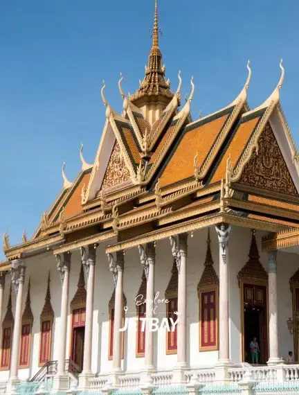 Royal Palace temple in Phnom Penh showcasing traditional Khmer architecture with golden roofs