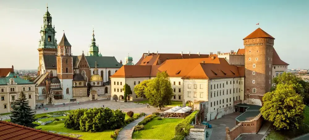 Historic Wawel Castle complex in Krakow showcasing medieval architecture and royal grounds for luxury travel