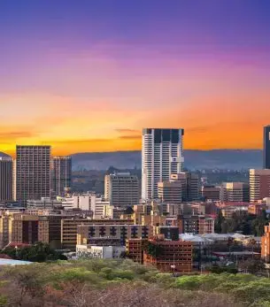 Pretoria skyline at sunset showcasing modern skyscrapers and urban architecture in South Africa's capital