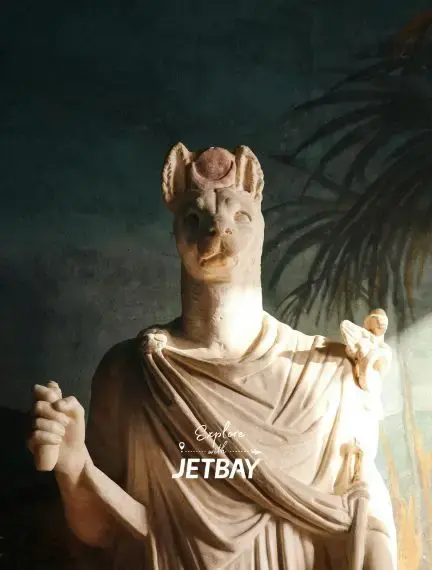 Ancient Roman statue with ram's head in classical drapery showcasing Rome's archaeological heritage