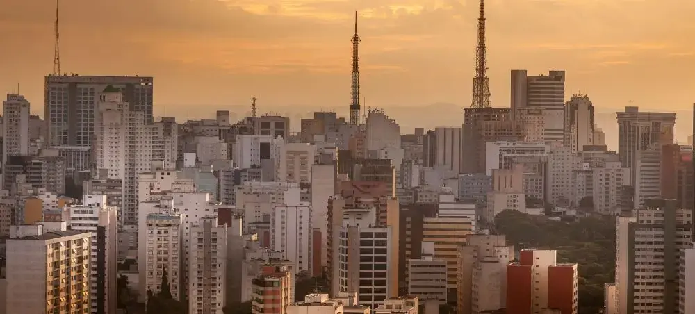 São Paulo skyline at golden hour showcasing Brazil's largest city and premier private jet destination