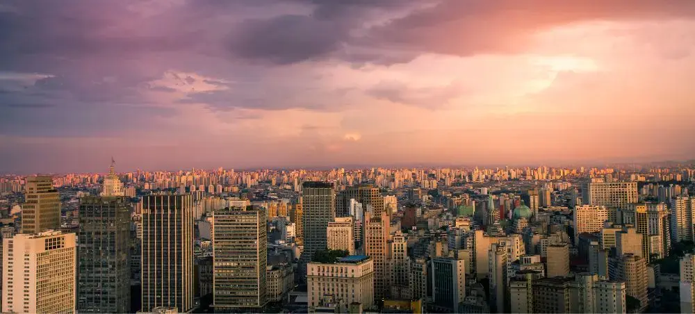 São Paulo skyline at sunset showcasing Brazil's largest city and premier private jet destination