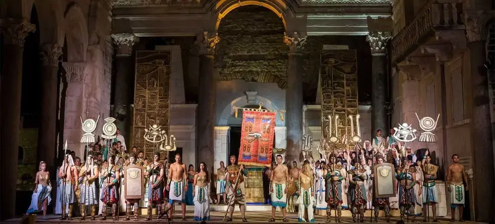 Grand opera performance in ancient Roman amphitheater showcasing Split's cultural heritage and entertainment