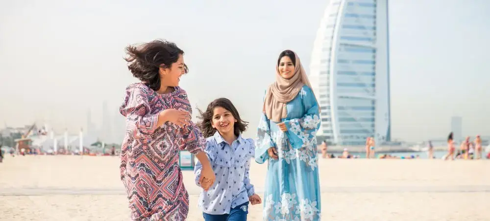 Tropical landscape and palm-lined streets of United Arab Emirates on a private jet charter trip