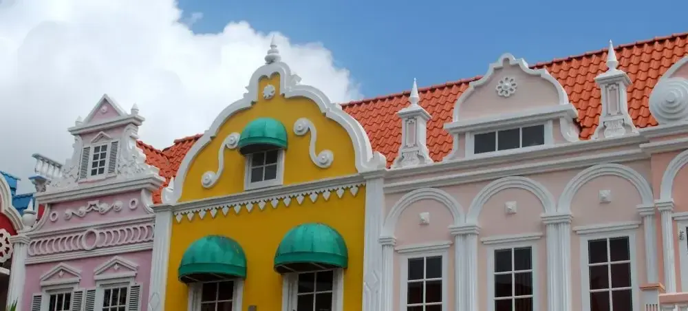 Waterfront promenade and landmark architecture in Aruba for private jet charter visitors