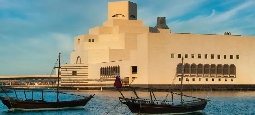 Waterfront promenade and landmark architecture in Doha for private jet charter visitors