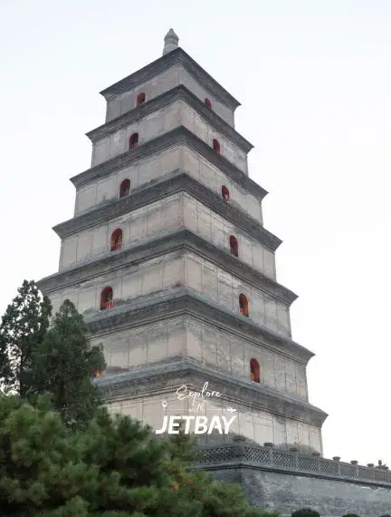 Ancient Big Wild Goose Pagoda in Xi'an showcasing traditional Chinese Buddhist architecture and cultural heritage