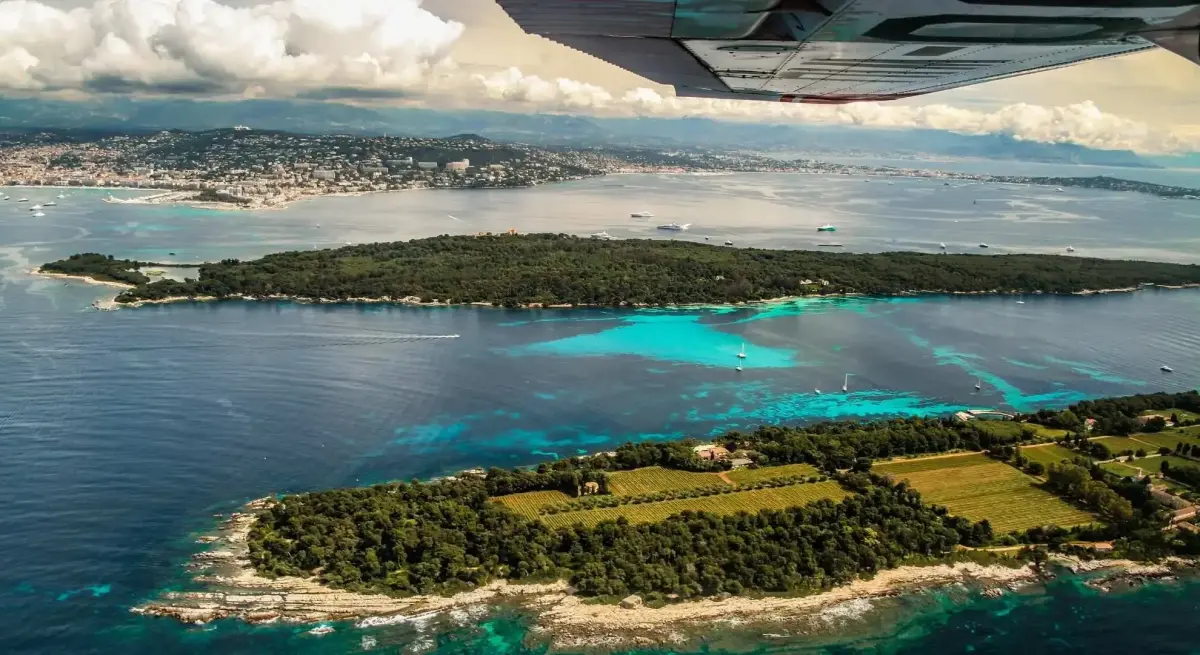Aerial view of cannes and the french riviera during film festival for private jet charter passengers