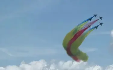Singapore Airshow 2026 Showcases the Future of Aviation Aerobatic team performs synchronized flight demonstration with colorful smoke trails at Singapore Airshow