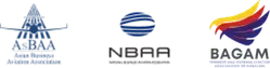 Aviation industry certification logos including NBAA and BAGAM displayed for private jet charter credentials