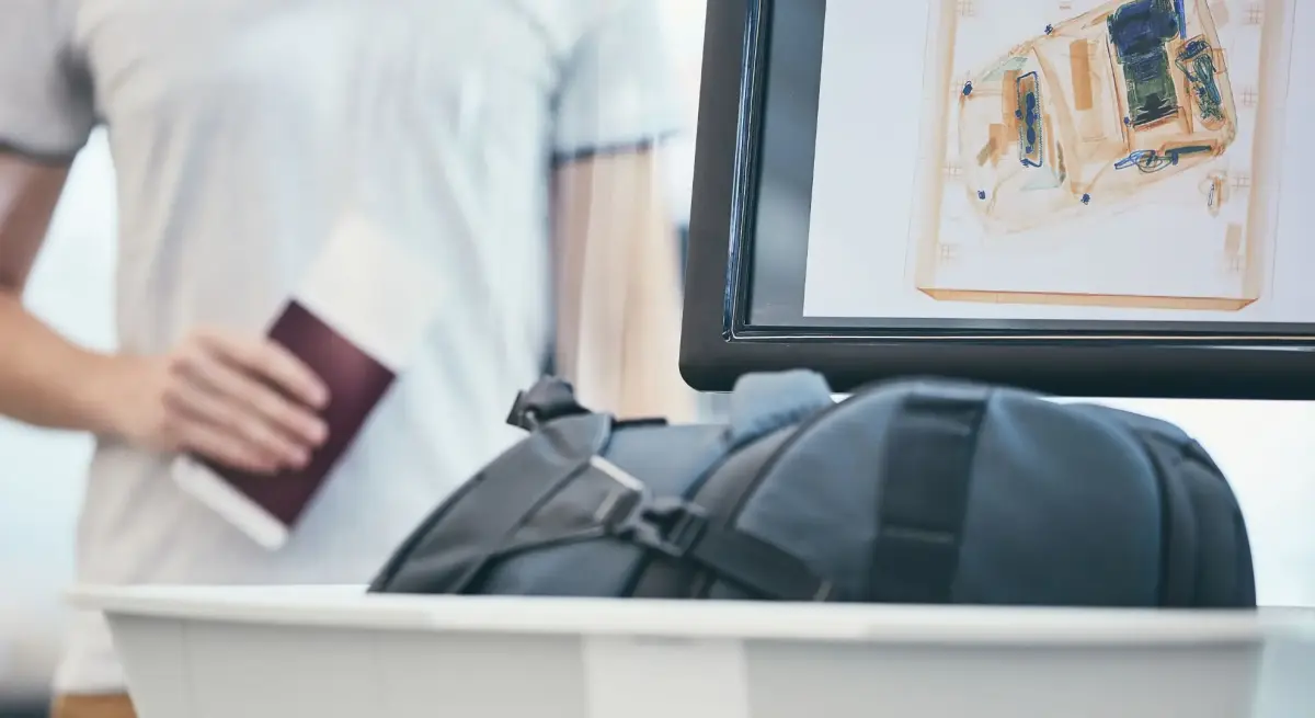 Business traveler holding passport while seated in luxury private jet cabin preparing for customs inspection