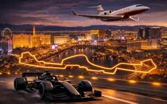 Formula 1 grand prix travel — private jet exterior with livery on the tarmac apron